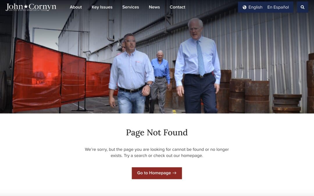 John Cornyn’s Government Website Wiped smears of President Trump